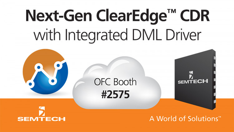 Semtech Announces Integrated Chipset for Next-Generation 100G QSFP28 Modules
New chipset enables high-performance, low-power modules for data communications; Live demonstration at OFC 2017