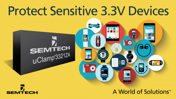 Semtech Expands Mobile Protection Platform with µClamp® 3321ZA – a TVS Protection Device for Safeguarding Sensitive 3.3V Devices
Semtech’s µClamp3321ZA protects portable devices such as smartphones, tablets, and wearable electronics from dangerous